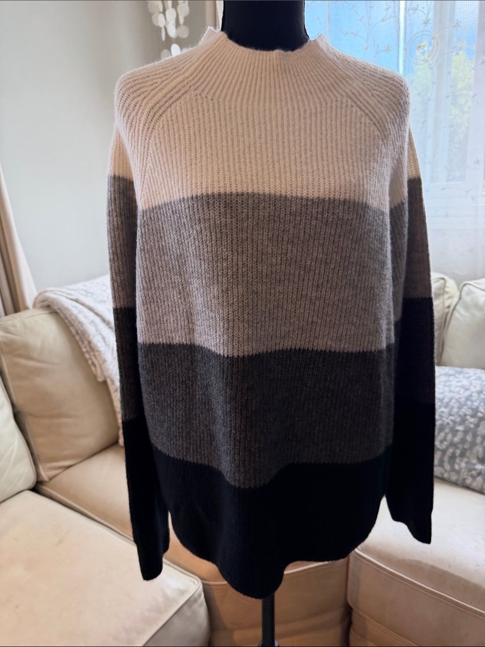 Halogen Colorblock Mock Neck Sweater Grey XL NWT